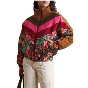 Farm Rio Toucan Fly reversible mixed media jacket